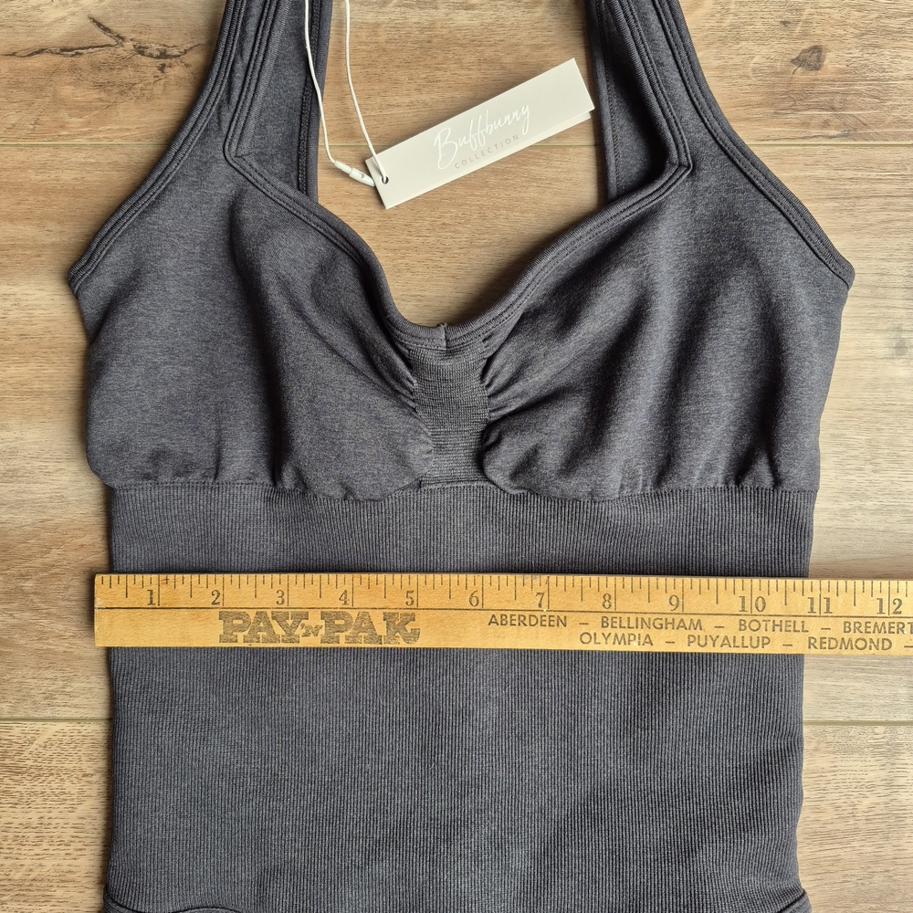 NWT Buff Bunny Corset Charcoal Gray Bodysuit Seamless Shapewear Small 24" Inseam - Picture 4 of 9